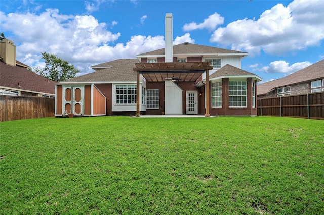 2221 Bennington Ave, Flower Mound, TX 75028 - rear view of house with a pergola, a patio, and roof with shingles