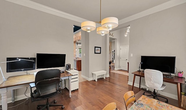 103 Saintsbury Cir, Waco, TX 76712 - home office with ornamental molding, wood finished floors, and baseboards
