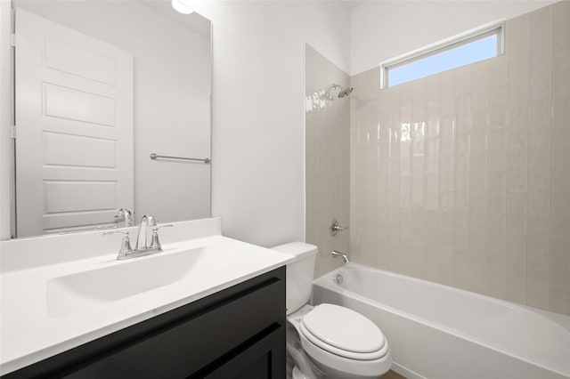 2397 Rams Horn Dr, Waxahachie, TX 75165 - bathroom with toilet, vanity, and tub / shower combination