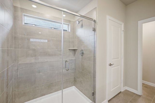 414 Stagg St, Mckinney, TX 75069 - full bath featuring a stall shower, tile patterned flooring, baseboards, and recessed lighting