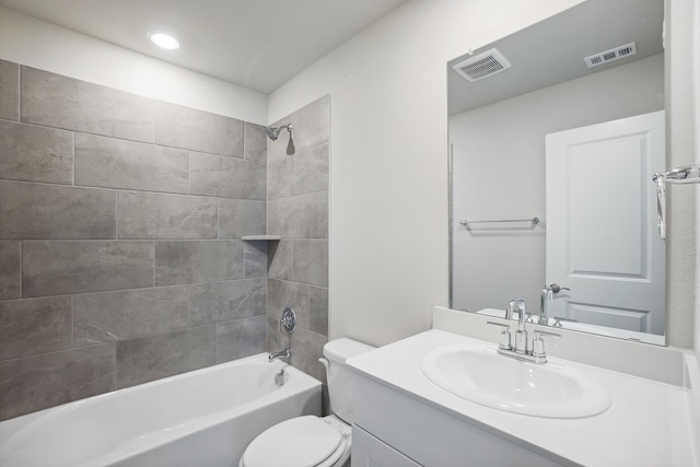 414 Stagg St, Mckinney, TX 75069 - full bathroom featuring toilet, vanity,  shower combination, and recessed lighting