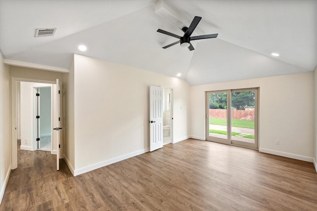 902 Mission Dr, Southlake, TX 76092 - spare room with ceiling fan, baseboards, wood finished floors, recessed lighting, and high vaulted ceiling