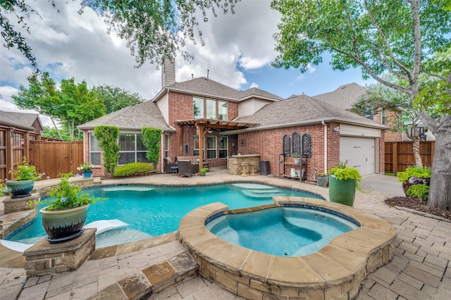 2362 Barret Dr, Frisco, TX 75033 - view of swimming pool with a pergola, a patio, and a pool with connected hot tub