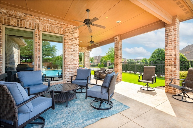 862 Timmaron Dr, Allen, TX 75013 - view of patio / terrace with outdoor lounge area and ceiling fan