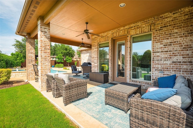 862 Timmaron Dr, Allen, TX 75013 - view of patio featuring an outdoor living space and a ceiling fan