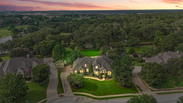 702 Malton Ln, Southlake, TX 76092 - aerial view at dusk of a forest view and a water view