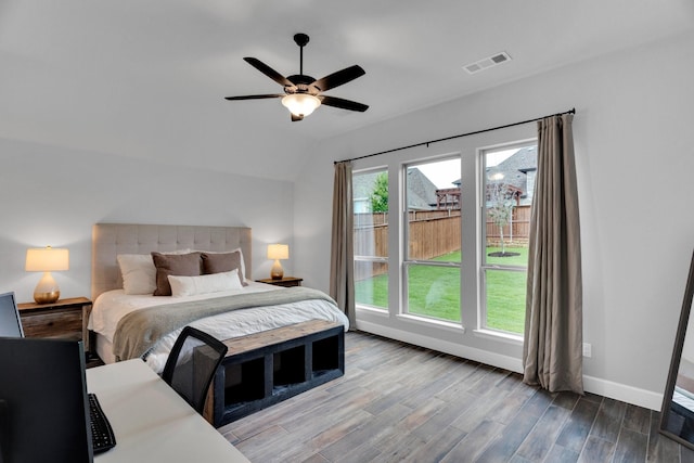 1210 Old Rocksprings Pass, Mansfield, TX 76063 - bedroom with lofted ceiling, baseboards, wood finished floors, and ceiling fan