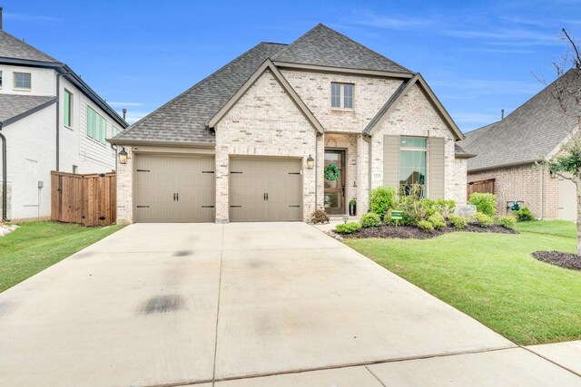 1210 Old Rocksprings Pass, Mansfield, TX 76063 - french country style house with brick siding, driveway, a garage, and a shingled roof