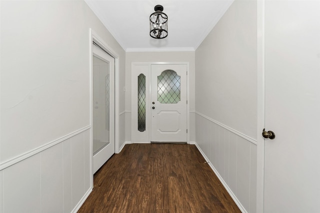 1631 Idlewood Dr, Sherman, TX 75092 - entryway with dark wood-type flooring, crown molding, and a chandelier
