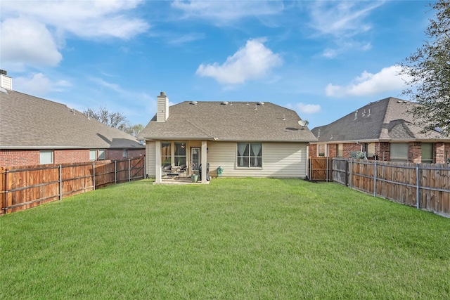832 Lake Worth Trl, Little Elm, TX 75068 - rear view of property with a chimney and a patio