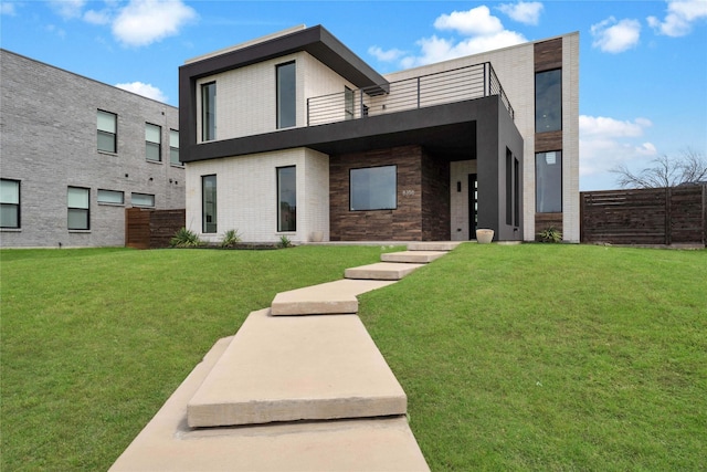 8356 Fairview Dr, Frisco, TX 75033 - modern home with a balcony and brick siding