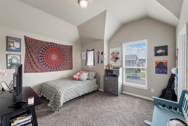 10517 Arabella Ln, Waco, TX 76708 - carpeted bedroom featuring baseboards and vaulted ceiling