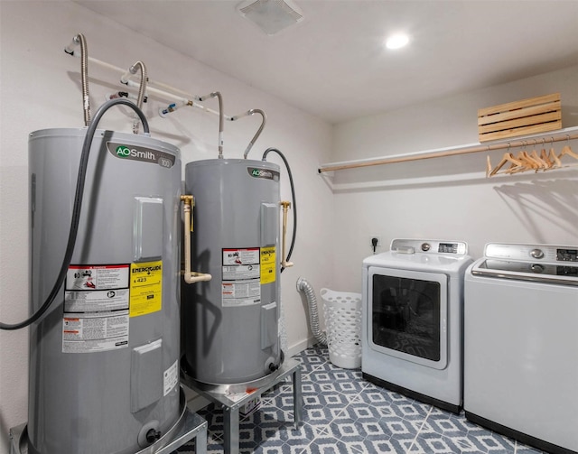 311 Oak Ln, Tool, TX 75143 - laundry room with electric water heater and independent washer and dryer
