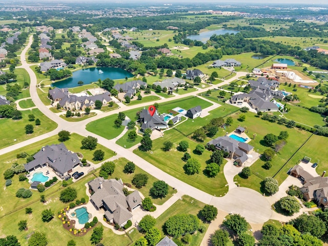 2600 Lakeview Ct, Prosper, TX 75078 - aerial view of residential area featuring a large body of water and a pool area