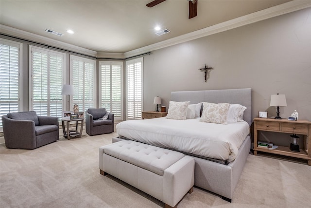 3704 Imperial Dr, Flower Mound, TX 75028 - bedroom featuring crown molding, carpet floors, access to outside, and ceiling fan