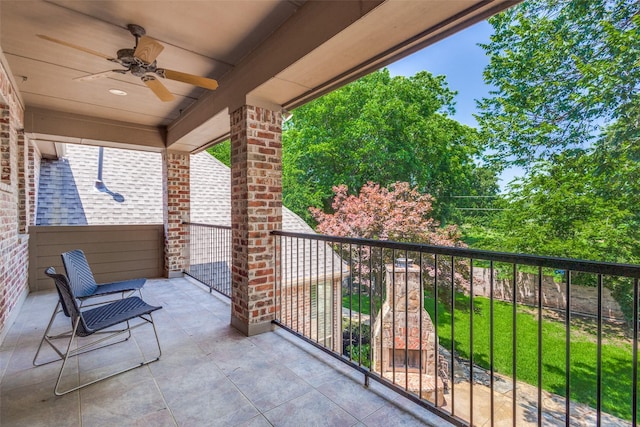 3704 Imperial Dr, Flower Mound, TX 75028 - view of patio / terrace with a balcony and ceiling fan