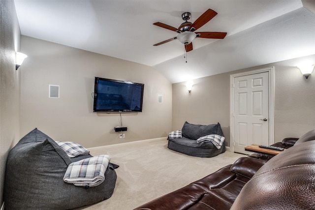 3704 Imperial Dr, Flower Mound, TX 75028 - carpeted cinema room with ceiling fan, lofted ceiling, and baseboards