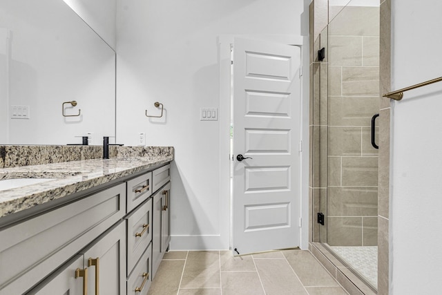 240 Rosemary Dr, Azle, TX 76020 - bathroom featuring double vanity, a shower stall, and tile patterned flooring