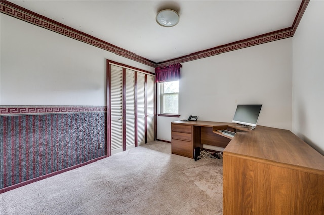 1122 Gloucester Ct N, Irving, TX 75062 - unfurnished office with light colored carpet and ornamental molding