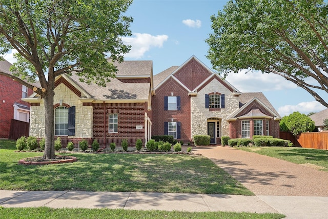 1908 Longfellow Ln, Flower Mound, TX 75028 - view of front of house featuring stone siding, brick siding, and roof with shingles