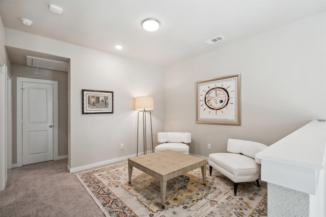 14436 Greymoore Cir, Fort Worth, TX 76008 - sitting room featuring attic access, baseboards, and light colored carpet