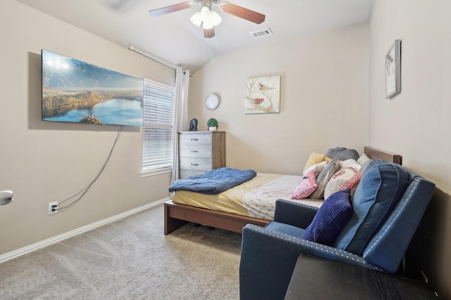 14709 Crystal Lake Dr, Little Elm, TX 75068 - carpeted bedroom featuring vaulted ceiling, ceiling fan, and baseboards