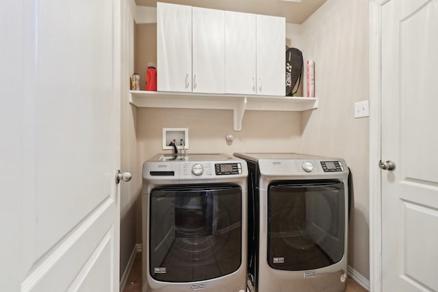 14709 Crystal Lake Dr, Little Elm, TX 75068 - laundry room featuring cabinet space, independent washer and dryer, and baseboards