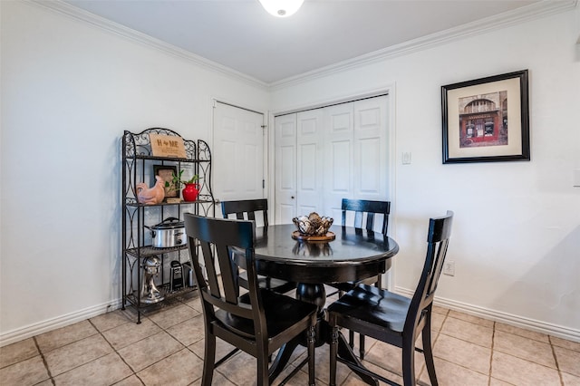 8070 Rock Brook St, Frisco, TX 75034 - dining room featuring baseboards, light tile patterned floors, and crown molding