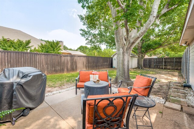 8070 Rock Brook St, Frisco, TX 75034 - fenced backyard featuring a patio and a grill
