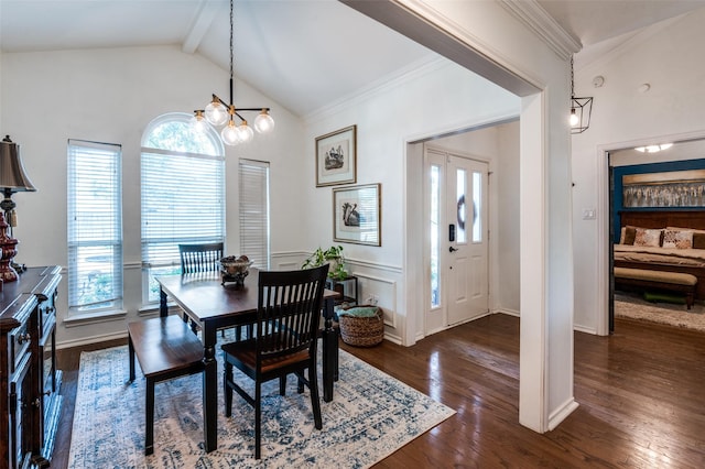 8070 Rock Brook St, Frisco, TX 75034 - dining space featuring plenty of natural light, dark wood-style flooring, a chandelier, and crown molding