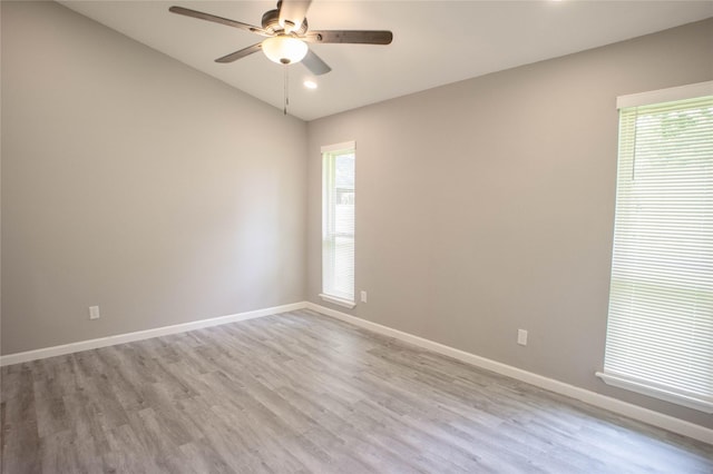 4136 Periwinkle Dr, Fort Worth, TX 76137 - spare room with a ceiling fan, wood finished floors, lofted ceiling, baseboards, and recessed lighting