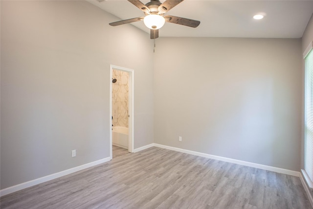 4136 Periwinkle Dr, Fort Worth, TX 76137 - spare room featuring ceiling fan, baseboards, light wood finished floors, and recessed lighting