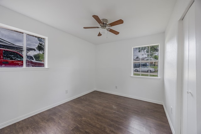 1206 Curtis Dr, Garland, TX 75040 - empty room featuring wood finished floors, a ceiling fan, and baseboards
