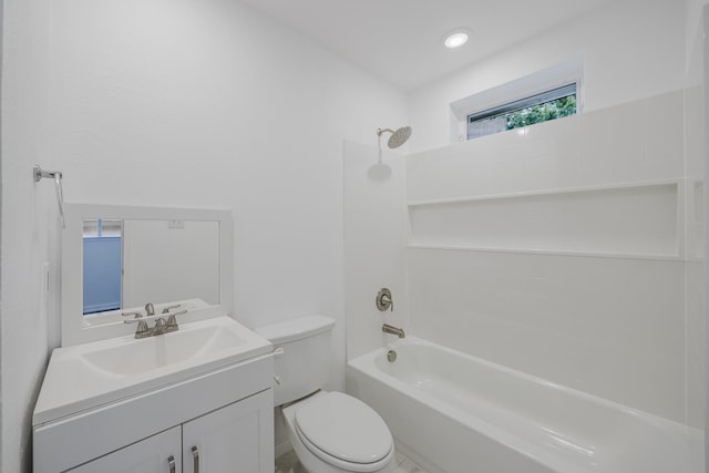 1206 Curtis Dr, Garland, TX 75040 - full bathroom with toilet, vanity, and bathtub / shower combination