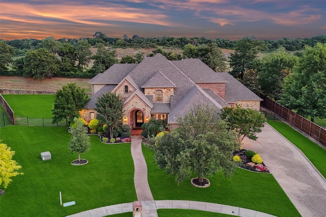 1516 Hawthorne Ln, Keller, TX 76262 - view of front facade with stone siding, concrete driveway, and brick siding