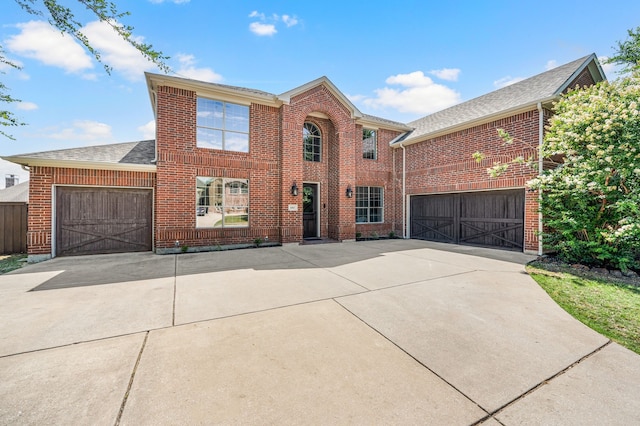 850 White River Dr, Prosper, TX 75078 - traditional home with driveway, brick siding, and a shingled roof