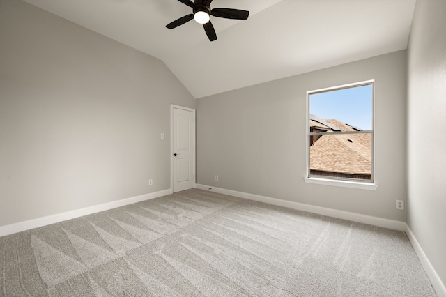 850 White River Dr, Prosper, TX 75078 - carpeted spare room with a ceiling fan, baseboards, and vaulted ceiling