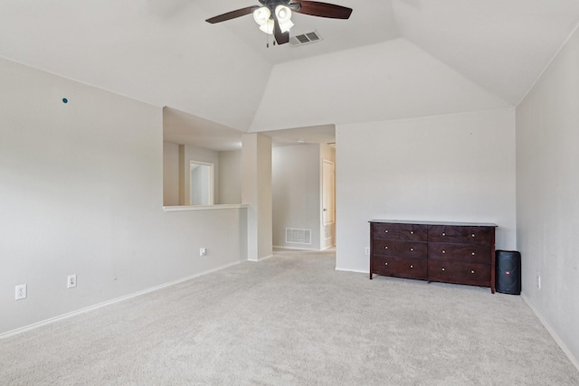6128 Redear Dr, Fort Worth, TX 76179 - carpeted empty room featuring ceiling fan, vaulted ceiling, and baseboards
