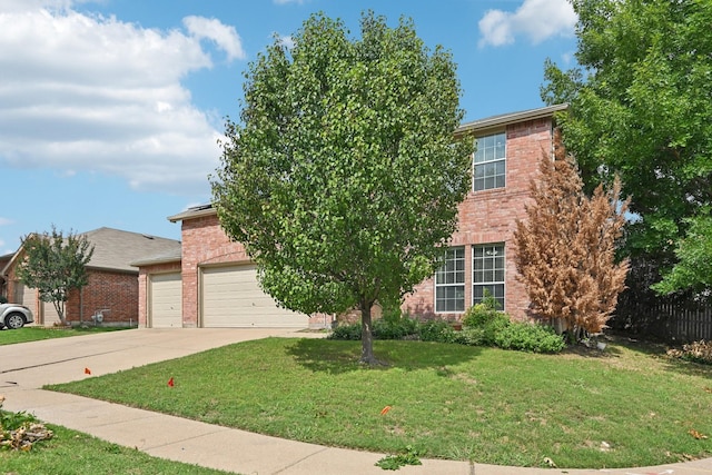 6128 Redear Dr, Fort Worth, TX 76179 - view of front of house featuring brick siding, an attached garage, concrete driveway, and a front yard