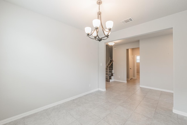 2028 Proteus Dr, Haslet, TX 76052 - unfurnished room with a chandelier, stairway, and baseboards