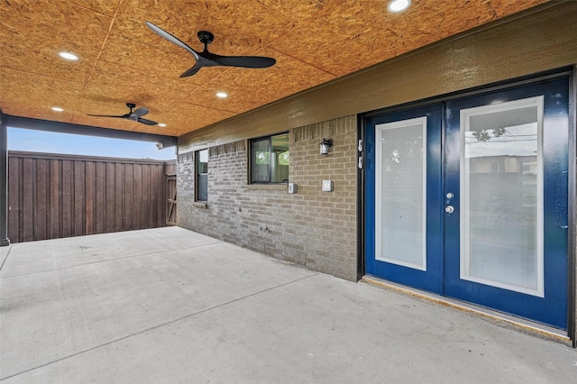 2614 E Mitchell St, Arlington, TX 76010 - view of patio / terrace featuring ceiling fan and french doors