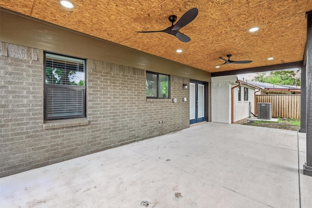 2614 E Mitchell St, Arlington, TX 76010 - view of patio featuring a ceiling fan and central AC unit