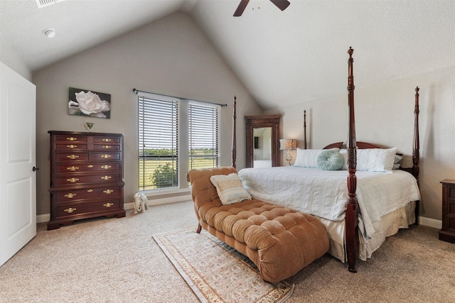 225 County Road 3525, Paradise, TX 76073 - bedroom with vaulted ceiling, light carpet, a ceiling fan, and baseboards