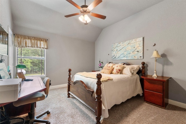 225 County Road 3525, Paradise, TX 76073 - bedroom featuring carpet flooring, baseboards, vaulted ceiling, and a desk