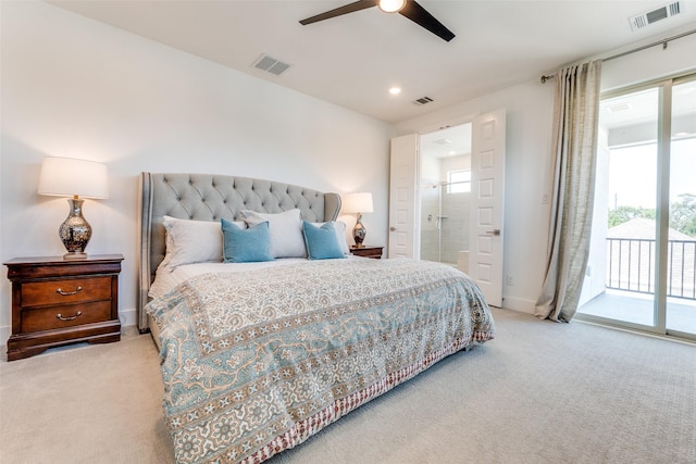 8120 Radnor Rd, Dallas, TX 75231 - carpeted bedroom with access to outside, multiple windows, baseboards, a ceiling fan, and recessed lighting