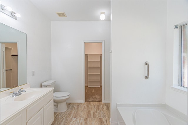 1301 Hennessey Ct, Fort Worth, TX 76131 - bathroom featuring a spacious closet, vanity, a garden tub, and toilet