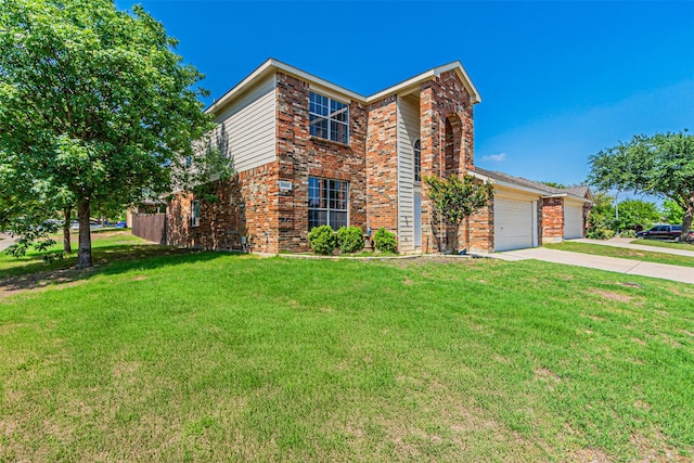 1301 Hennessey Ct, Fort Worth, TX 76131 - traditional-style house featuring brick siding, driveway, a front yard, and a garage