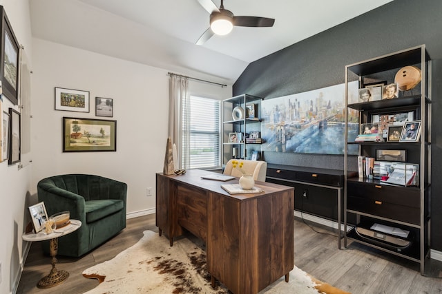 1104 Egret Way, Celina, TX 75009 - office space with lofted ceiling, wood finished floors, and ceiling fan