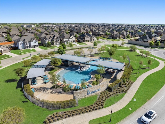 1104 Egret Way, Celina, TX 75009 - aerial perspective of suburban area featuring a pool area