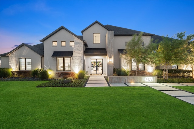 4155 American Pharoah Way, Celina, TX 75009 - modern farmhouse style home with a front lawn, a standing seam roof, and metal roof